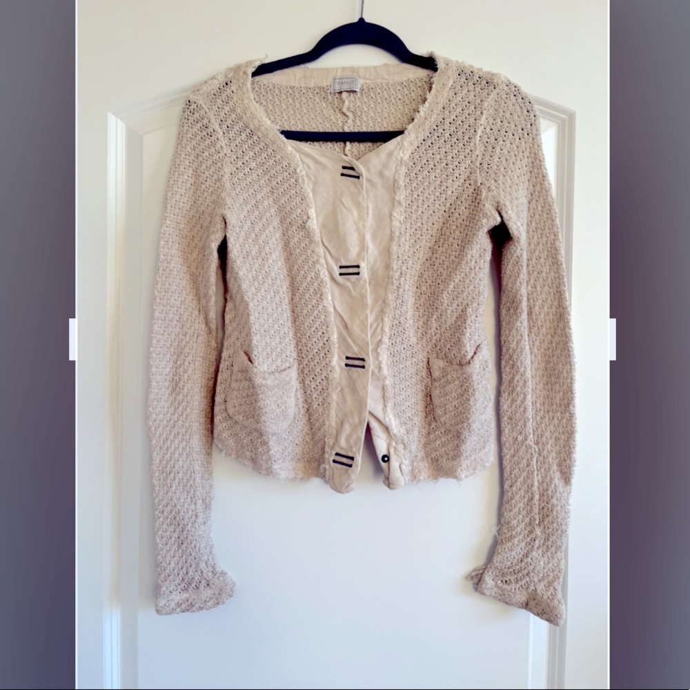 TRANSIT par-such Italian Luxury Brand Shabby Chic Blazer with Linen Detailing